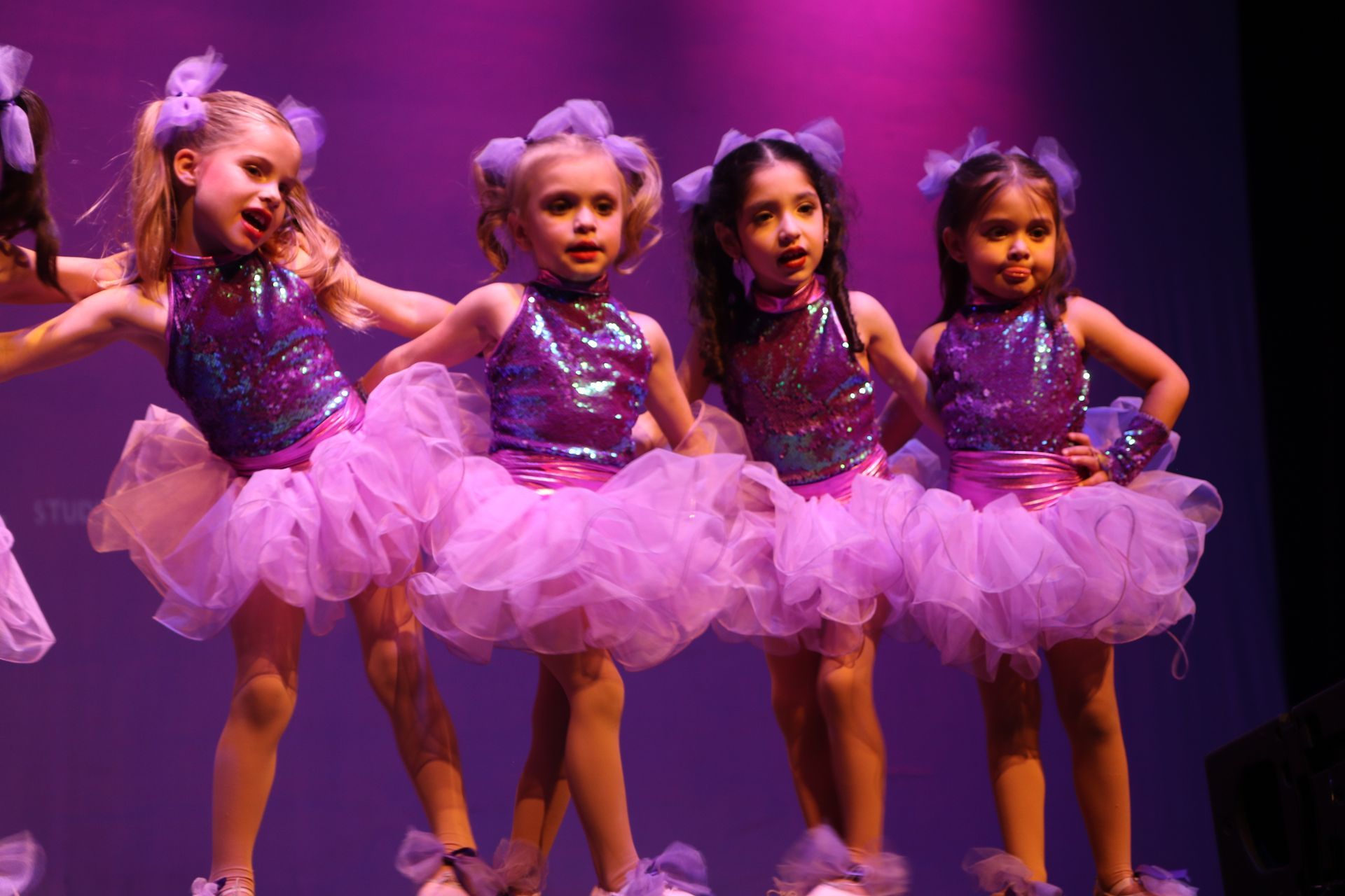 Four Cute Girl In Pink Dress — Wichita, KS — Young World Dance Studio