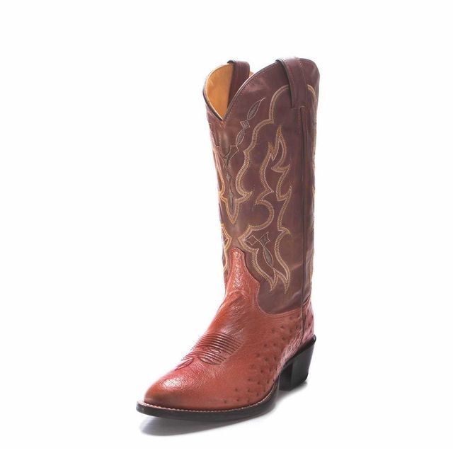 A pair of brown cowboy boots on a white background