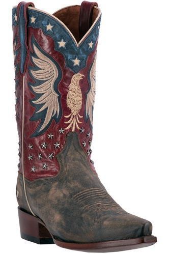 A pair of cowboy boots with an eagle on them on a white background.