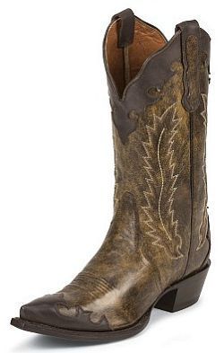 A pair of brown cowboy boots on a white background.