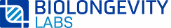 Logo of Biolongevity Labs, blue square with a DNA double helix in the corner, blue text on white background.