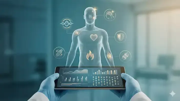 Blue gloves, vial labeled 