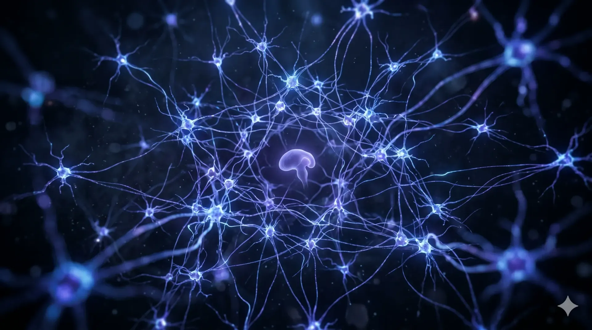 Neural network visualization representing Pinealon peptide bioregulator effects on brain function an