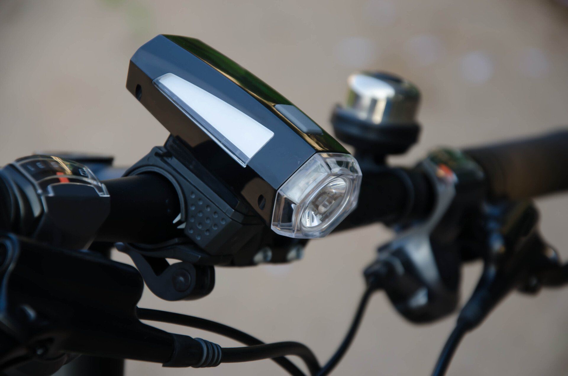 bicycle light on bicycle handlebar