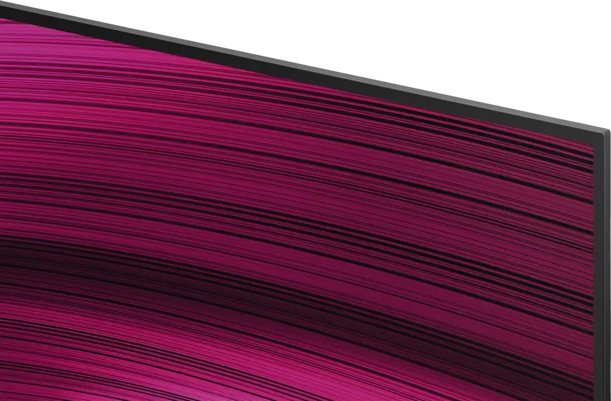 LG OLED evo AI TV-Display mit abstrakten rosa und blauen Wirbeln, Aufschrift „2025“ und „Weltweit führender OLED-Fernseher für 12 Jahre“