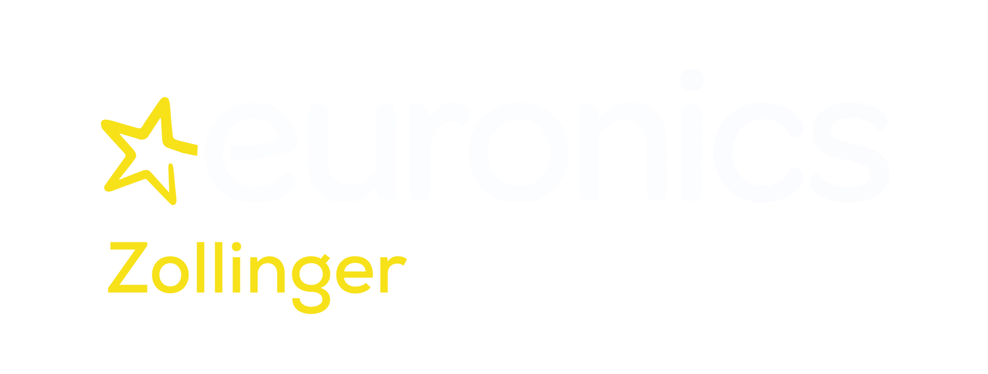 Gelbes Zollinger-Logo mit Sternsymbol und blassweißer Schrift auf hellem Hintergrund