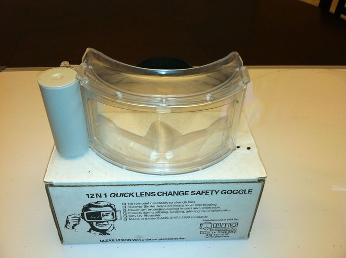 A box that says safety goggles on it A box that says safety goggles on it