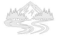Mountain peak, trees, and winding road, all in grayscale. Mountain peak, trees, and winding road, all in grayscale.