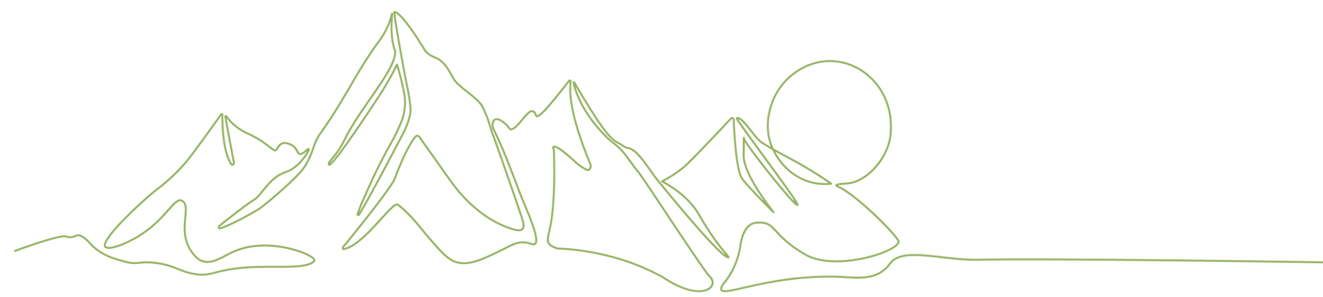 Mountains with a sun rising behind them, all in a thin, pale-green line drawing. Mountains with a sun rising behind them, all in a thin, pale-green line drawing.