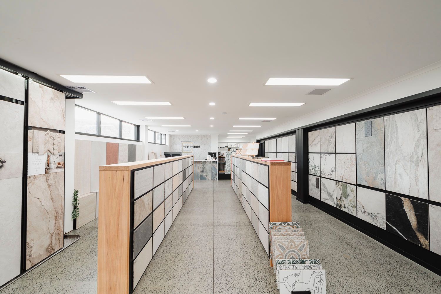 Close-up of Four Patterned Tiles — Coastwide Tile Studio in West Gosford, NSW