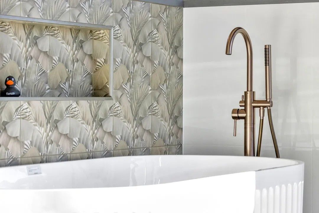 Decorative Gray and White Leaf-patterned Tile Lines — Coastwide Tile Studio in West Gosford, NSW