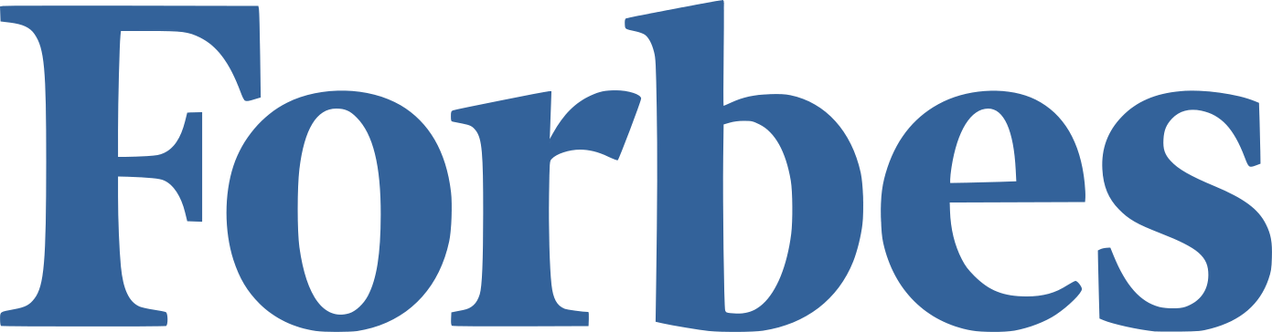 The forbes logo is blue and white on a white background.