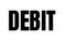 Black text reading “DEBIT” on a white background