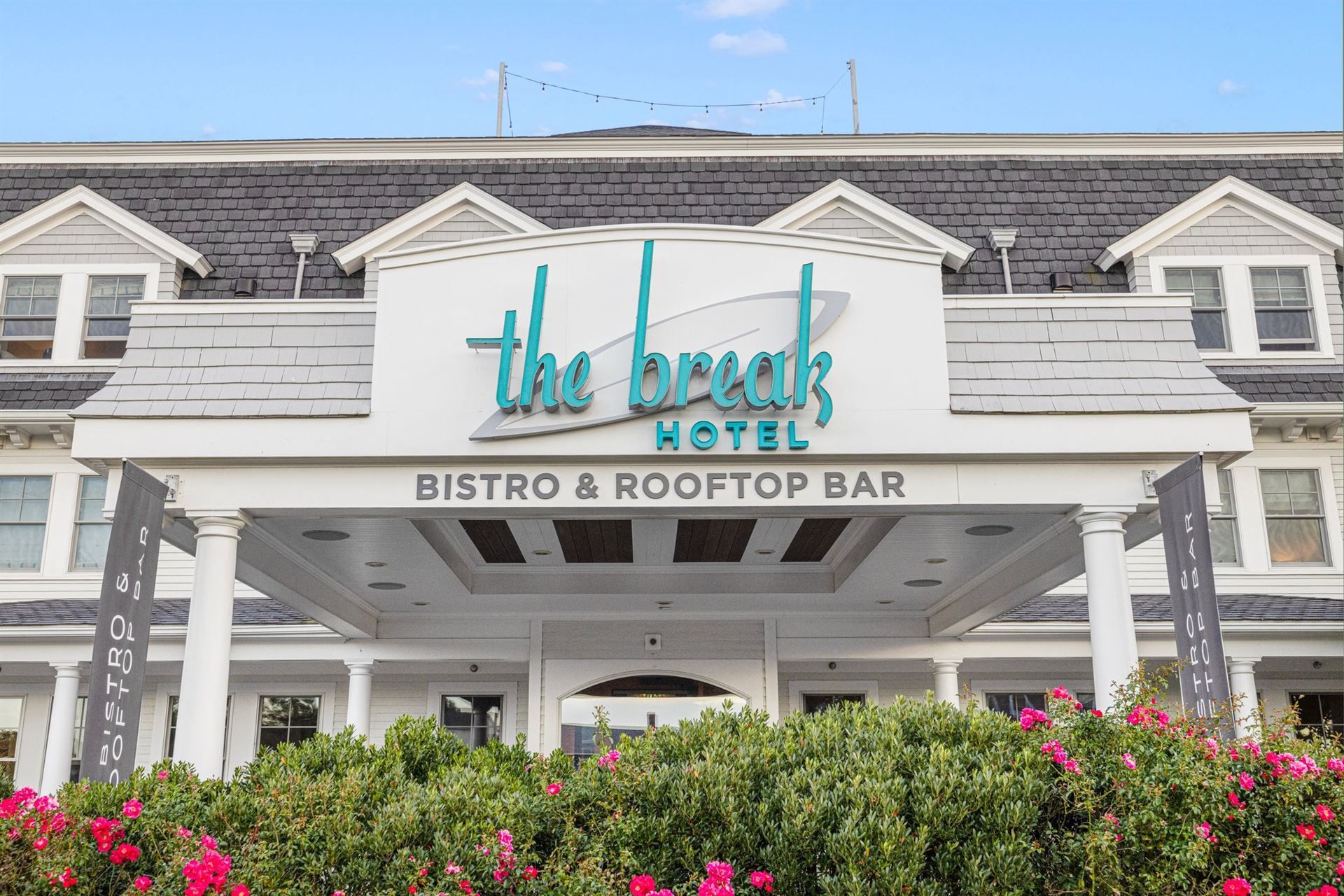The front of the break hotel bistro and rooftop bar