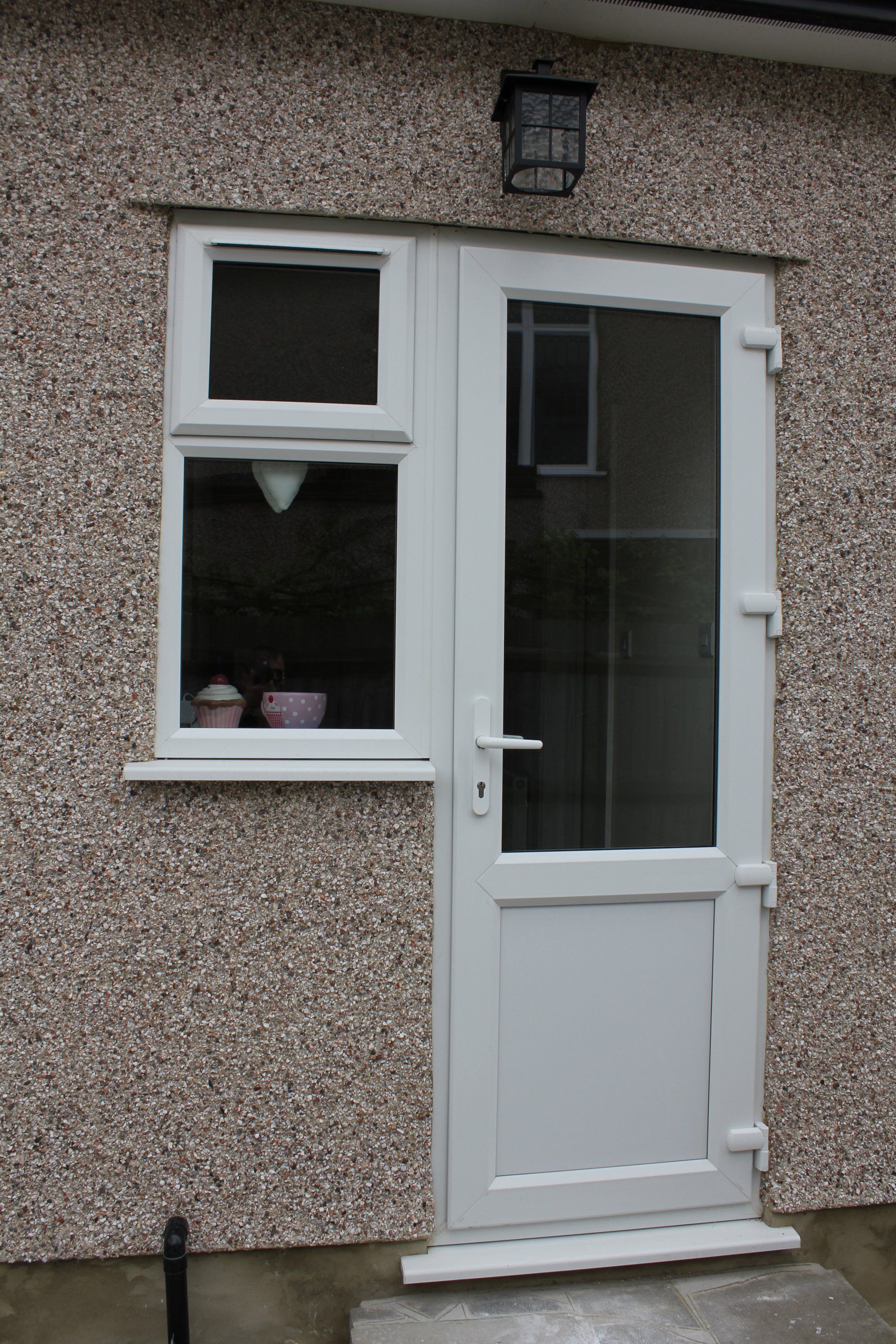 PVC door with an attached window
