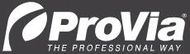 The provia logo is white on a black background and says the professional way.