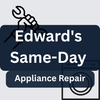 Edward's Same-Day Appliance Repair logo: hand holding wrench over appliance and dark blue boxes with white text.