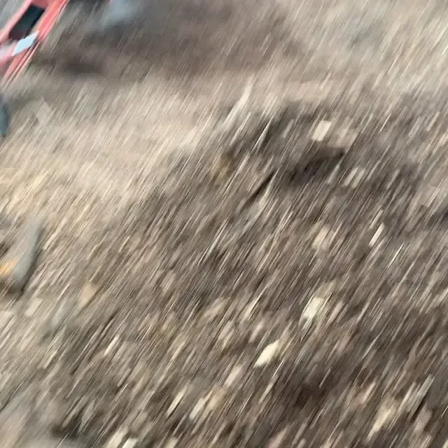 A blurry picture of a person walking on a dirt road.