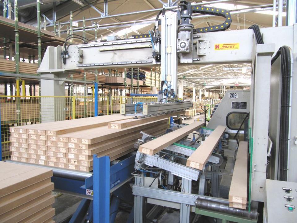 Scaricatore a ventose per legname