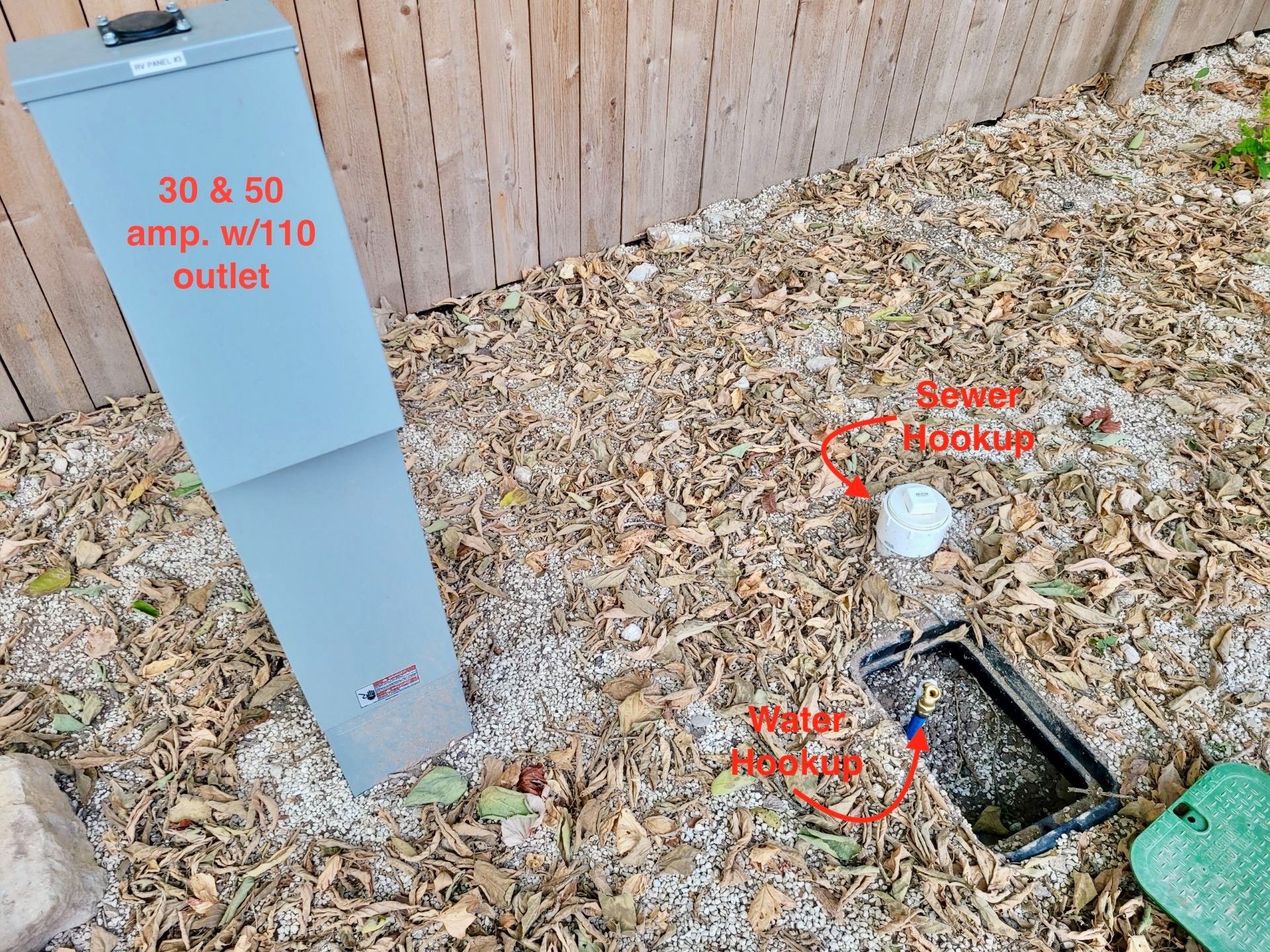 A RV electrical box that says 30 and 50 amp on it