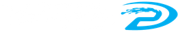 Blue logo: stylized letter 