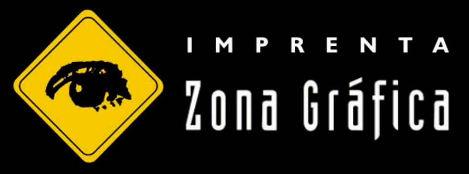 Logotipo con icono de diamante amarillo y pantera negra, con la inscripción “Imprenta Zona Gráfica” sobre fondo negro.