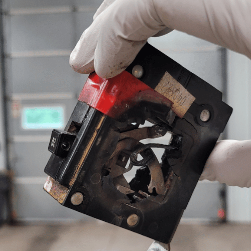 burned breaker from home panel