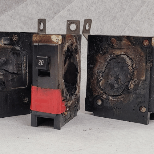 burned breaker from home panel