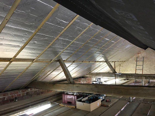 newly restored roof inside with insulation