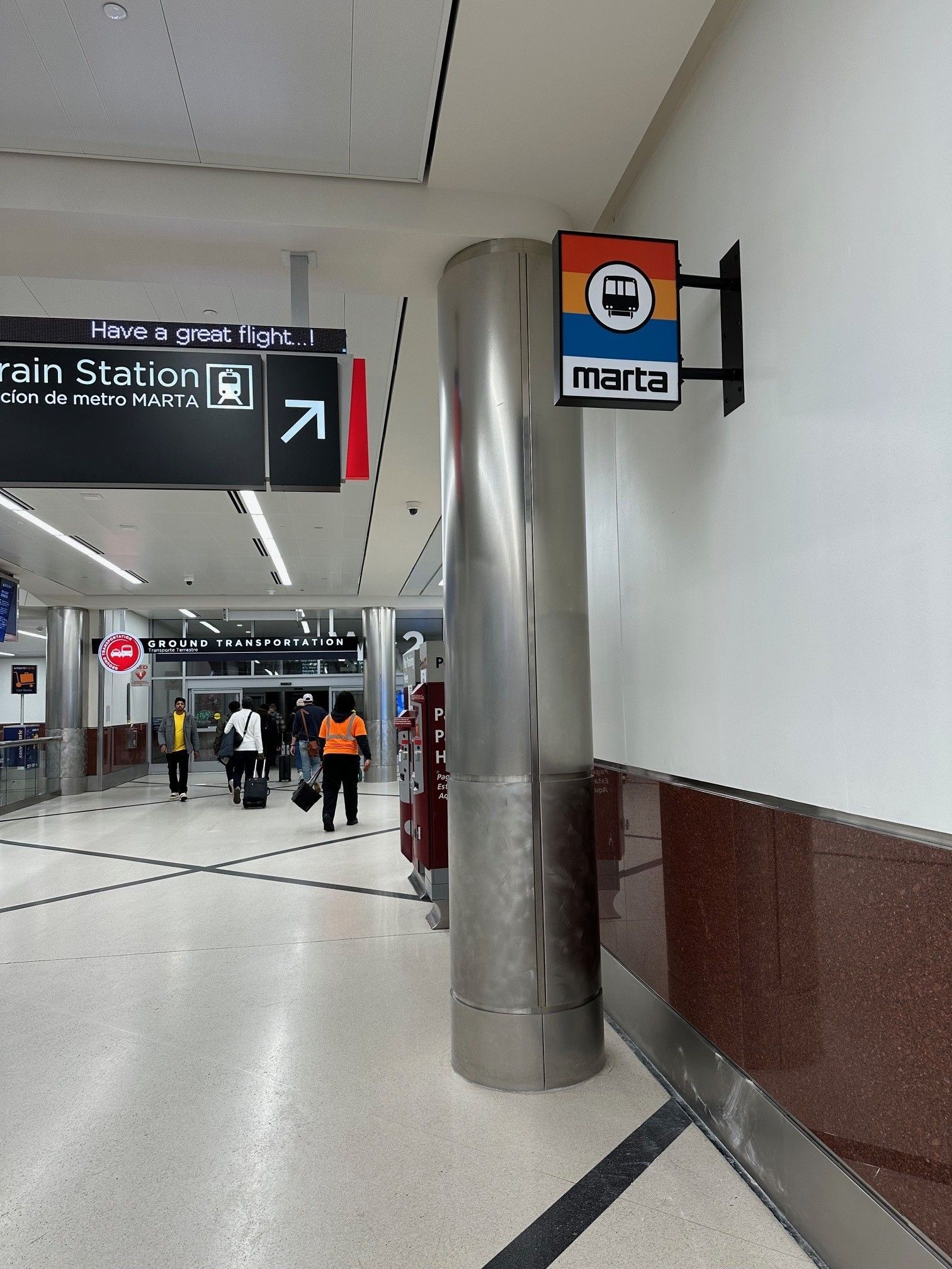 A train station with a sign that says marta on it