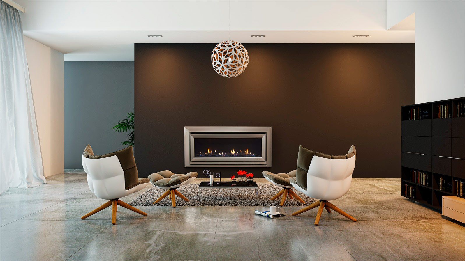 Escea DL1100 Metalic Silver Black Coals — Moonah TAS — Hunts Heating