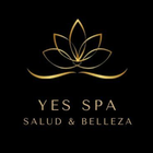 Un logotipo de Yes Spa con una flor de loto sobre un fondo verde.