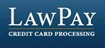 The law pay credit card processing logo is on a blue background.