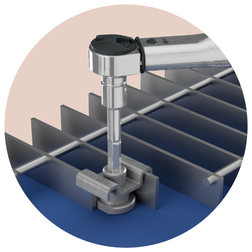 Close up of Hollo-Grate-Fast installation