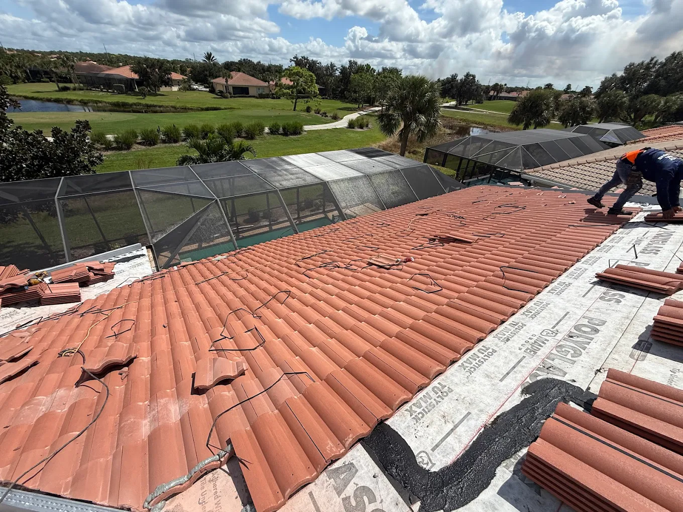 Roof installation in a residential Bradenton FL home