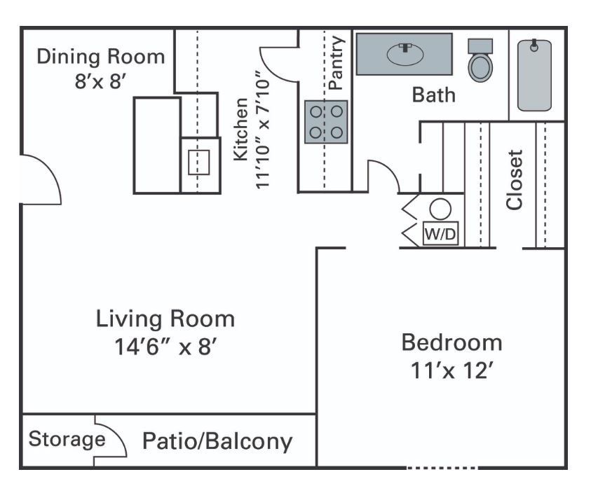 One Bedroom, One Bath (A2)