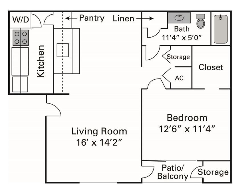 One Bedroom, One Bath (A3)
