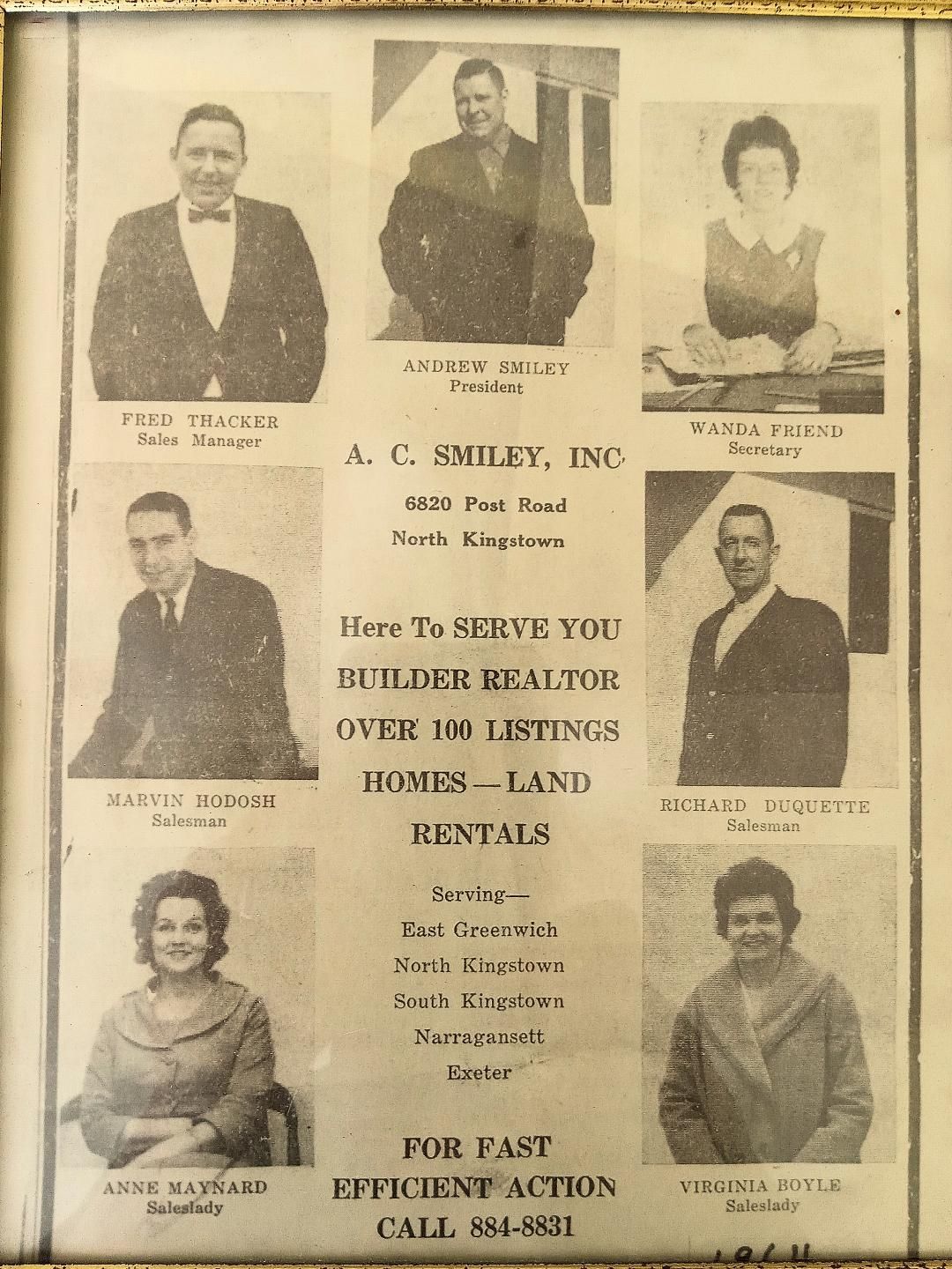 A black and white advertisement for a real estate company