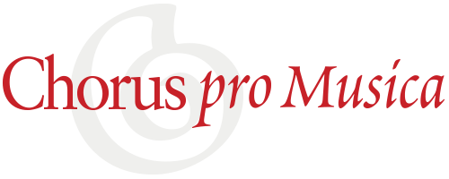 The logo for chorus pro musica is a music director.