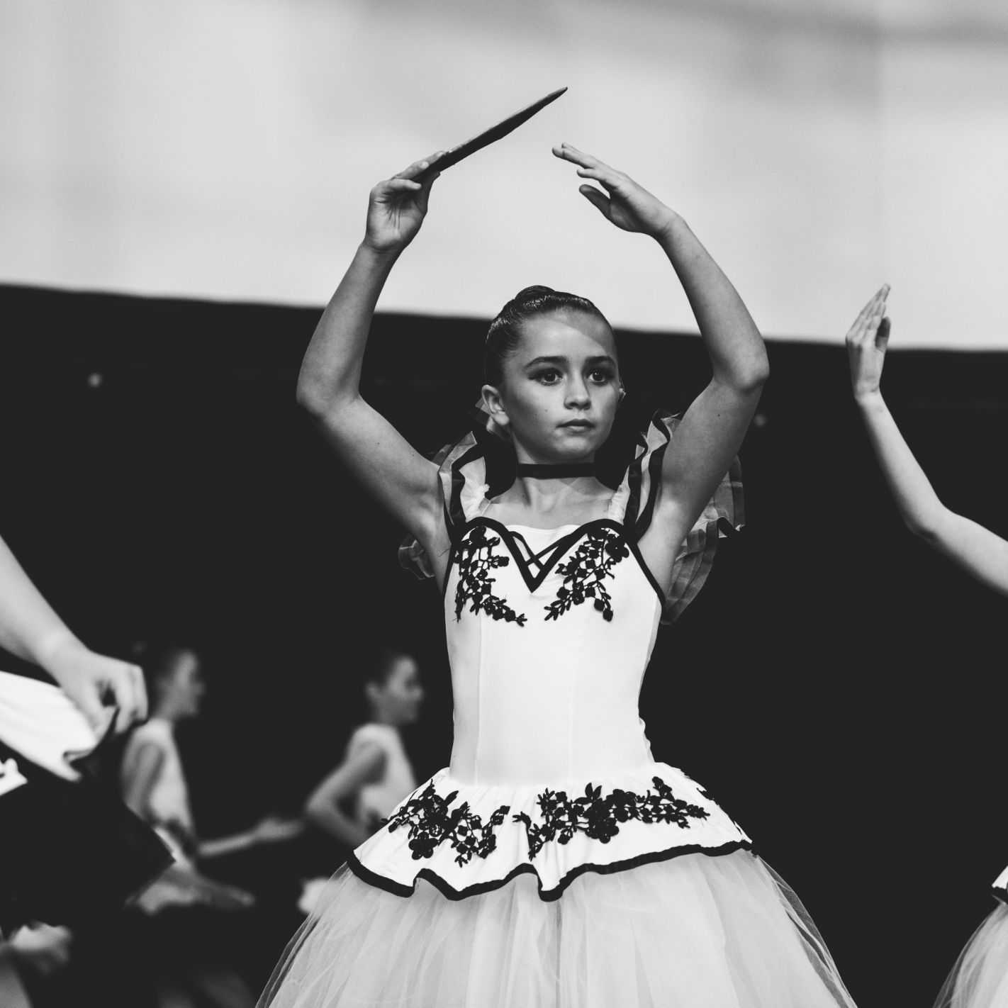 A Black and White Photo of a Girl in a White Dress — Studi-O Dance School In Gateshead, NSW