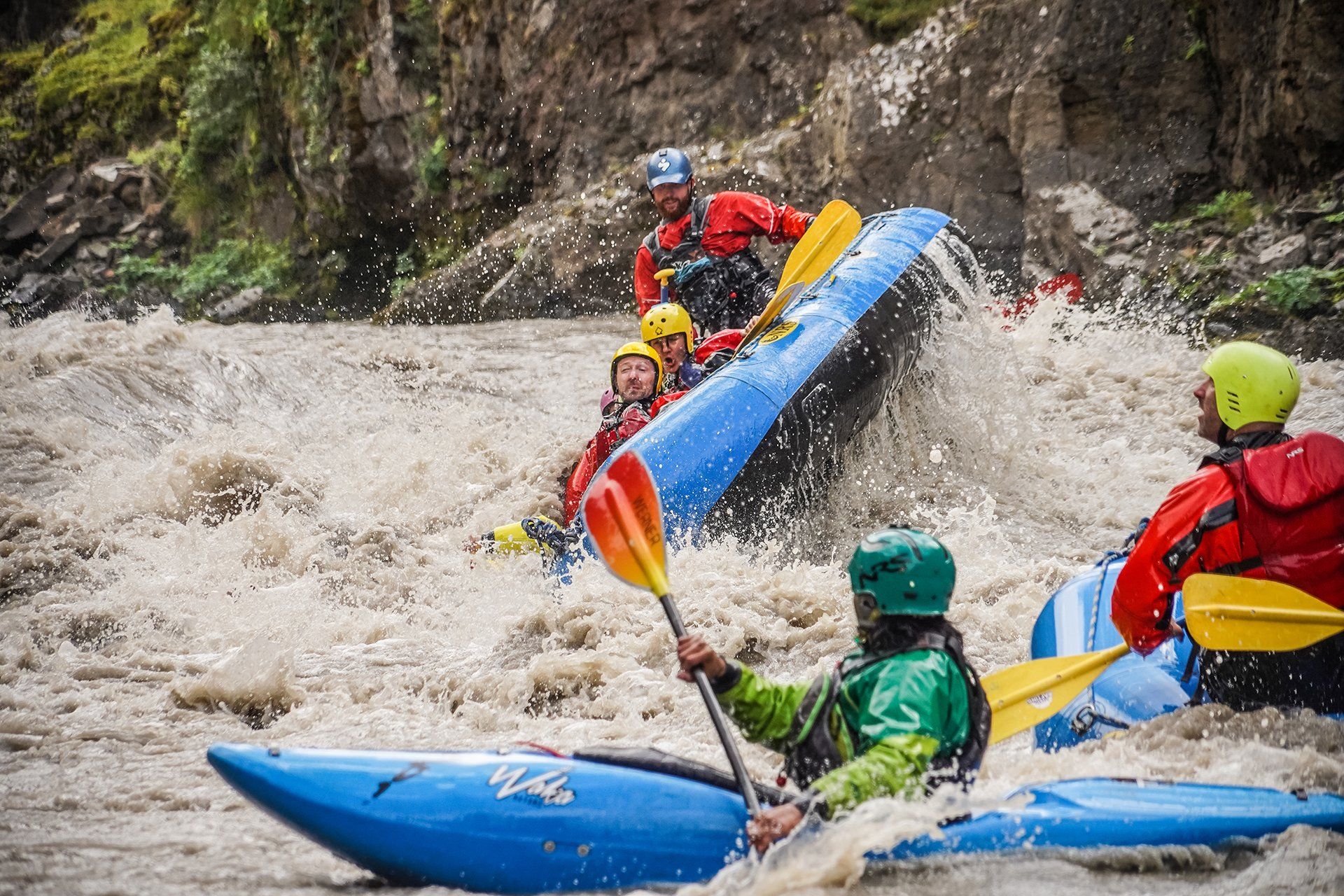 Waterfall flip, East Glacial River, Viking Rafting