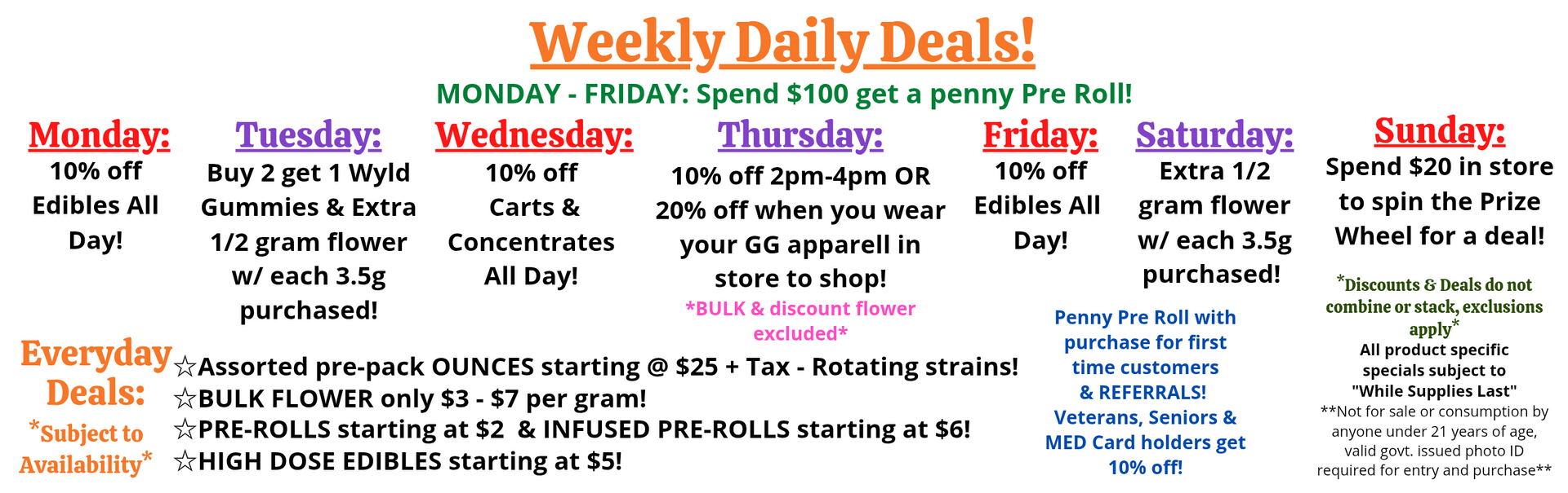 Menu of Daily Deals