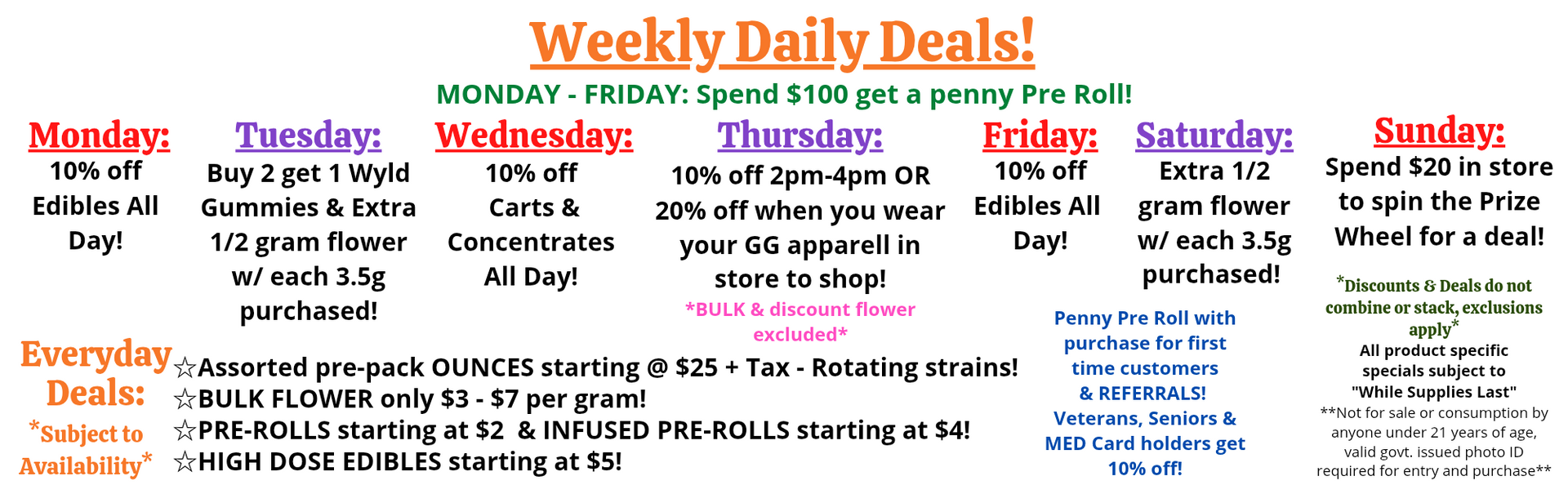 Menu of Daily Deals