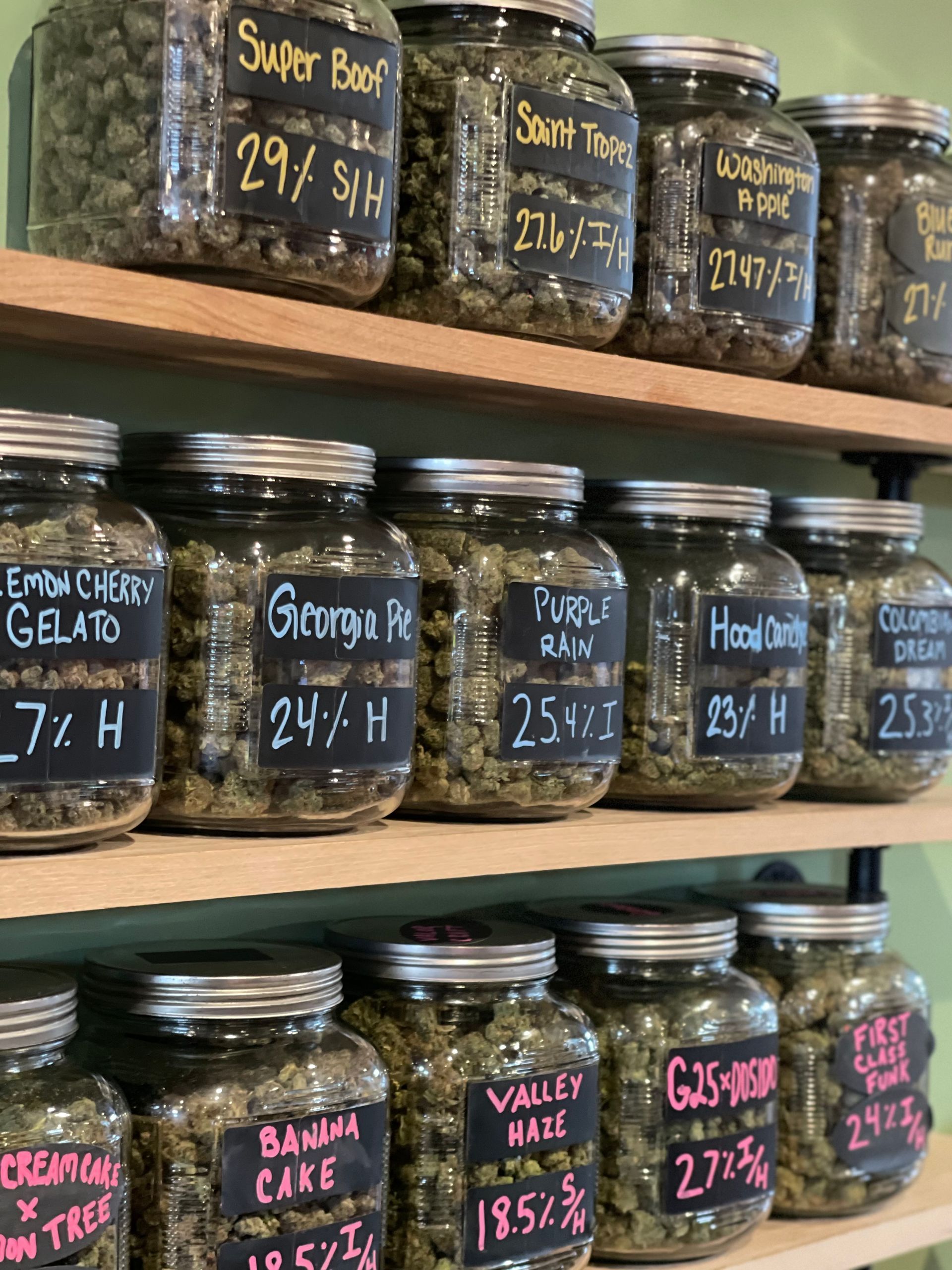 Selection of cannabis in jars
