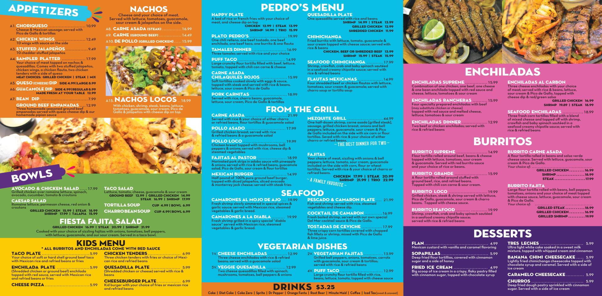 Lunch Dinner Menu Lafayette LA Pedros Tacos Tequila Bar Lunch Dinner Menu Lafayette LA Pedros Tacos Tequila Bar