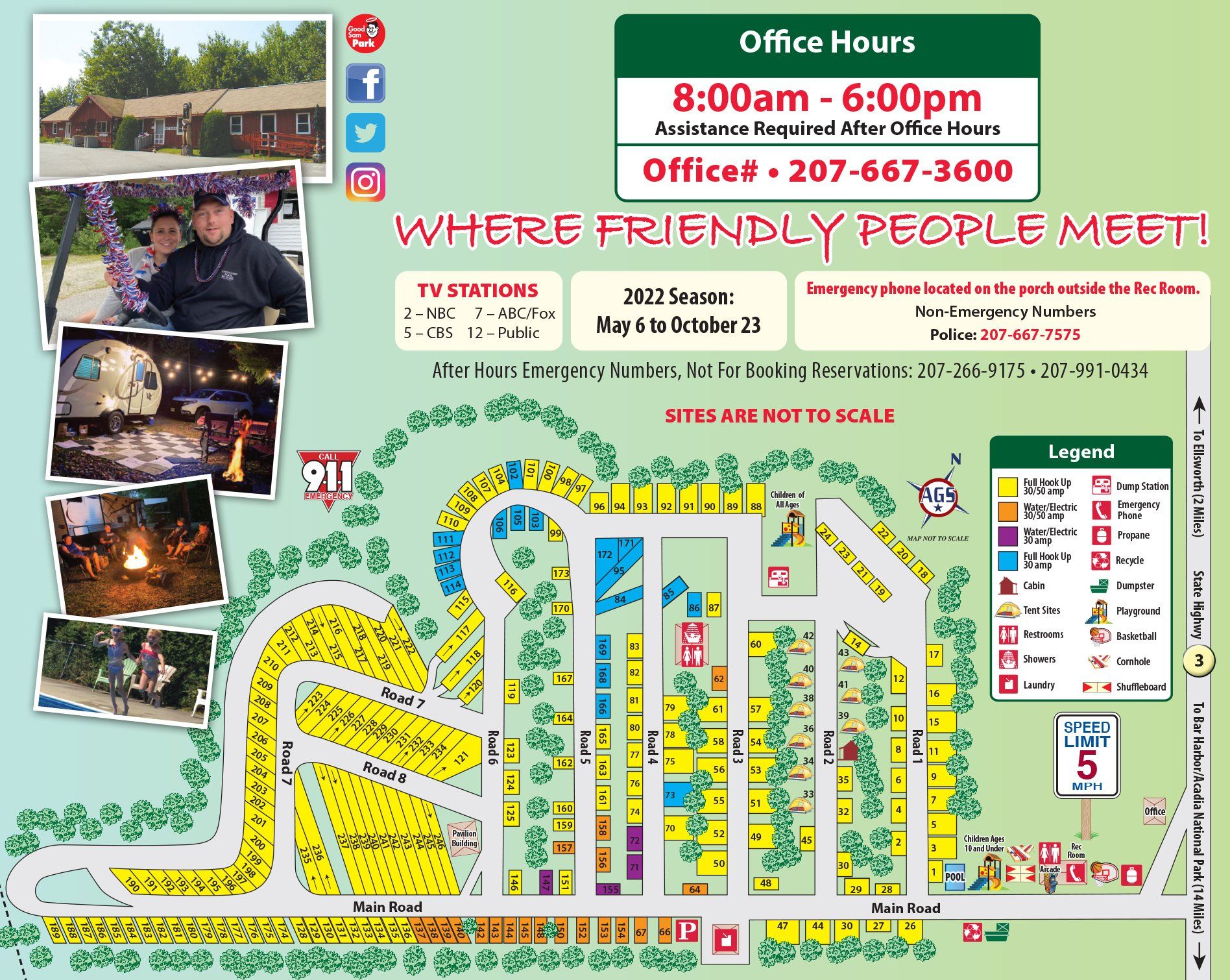 RV Park Map near Acadia National Park Timberland Acres RV Park