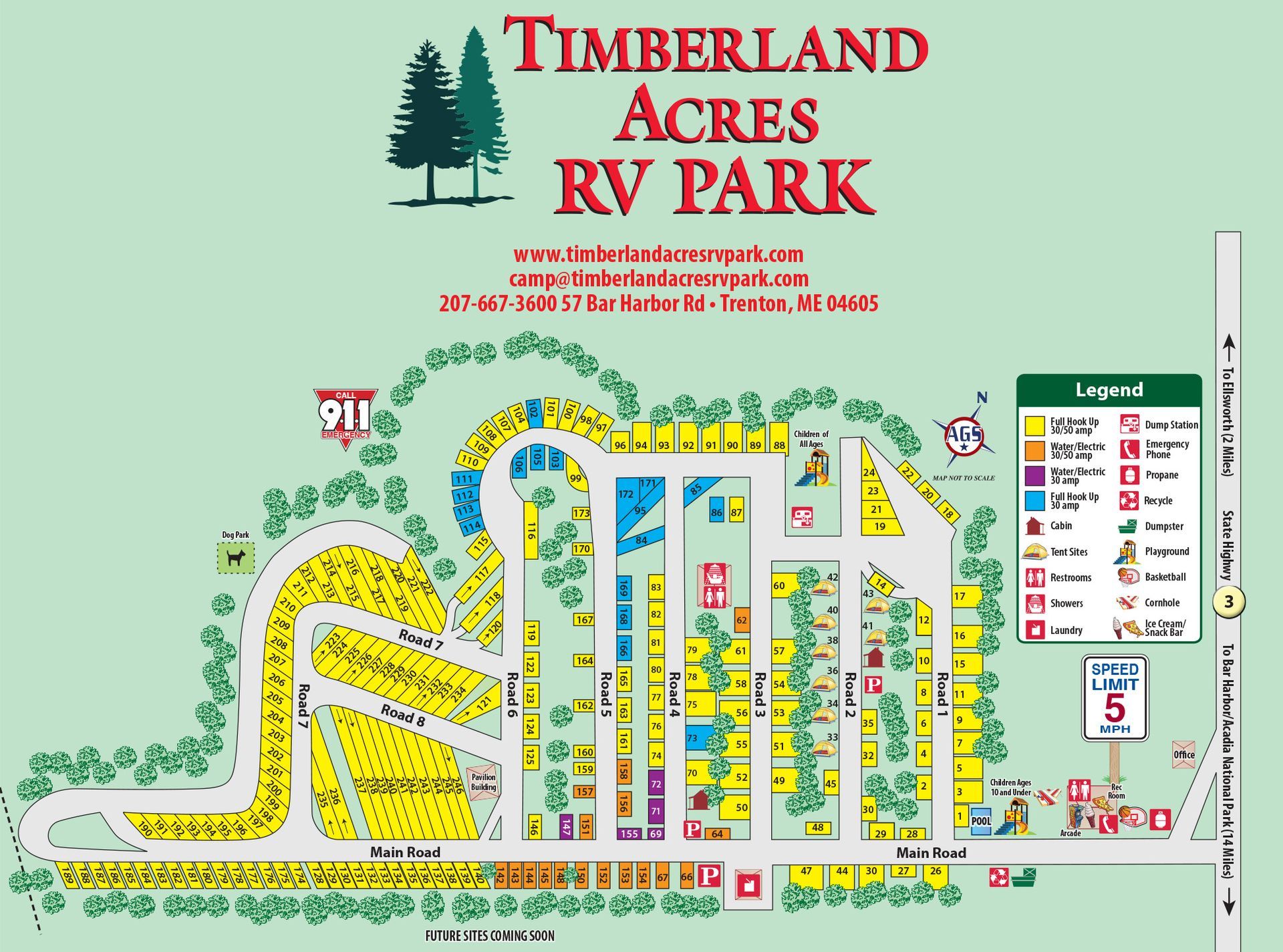 Timberland Acres RV Park Sitemap