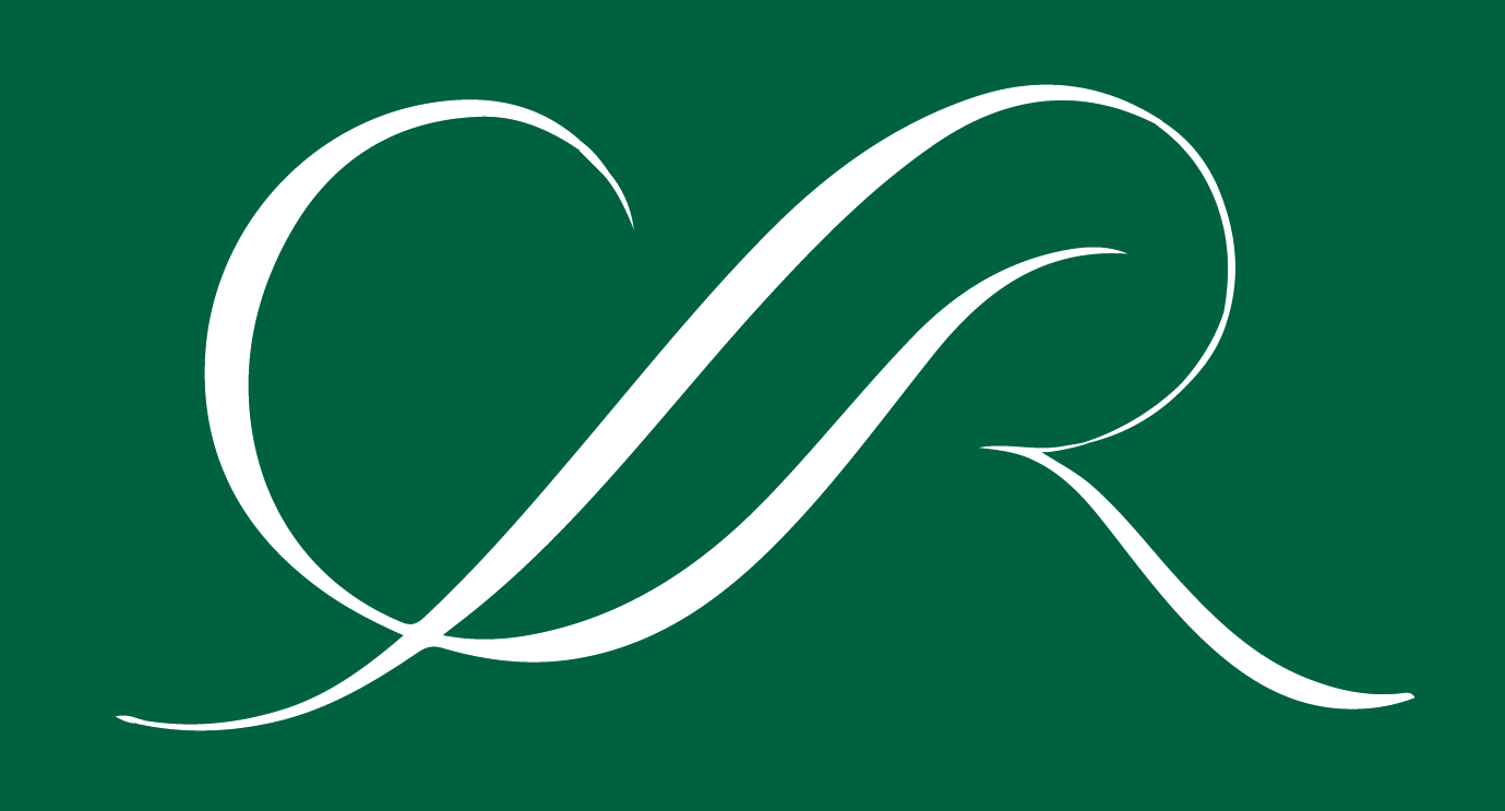 A white, elegant, cursive monogram of the letters