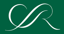 A white, elegant, cursive monogram of the letters 