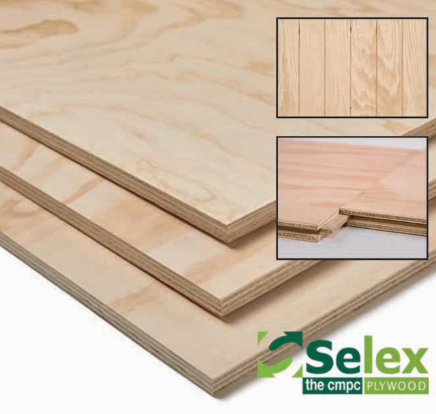 Plywood sheets stacked. Close-up detail of wood grain and layered edges. 